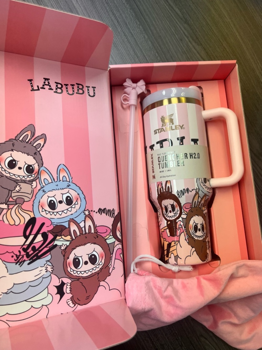 Pink Cartoon Character 40oz Tumbler with Handle and Straw - New in Box